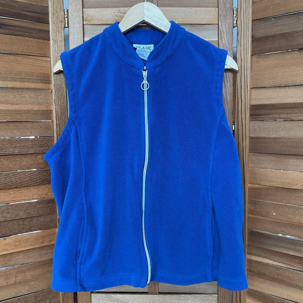 Blair Blue Fleece Vest for Stylish Layering Women L Polyester Zipper Closure